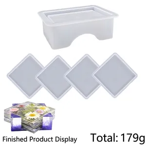 DIY epoxy resin silicone mold set for square coasters and a rectangular storage box