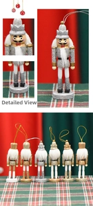 Detail of 13cm nutcracker soldier ornaments in gold and silver glitter finishes