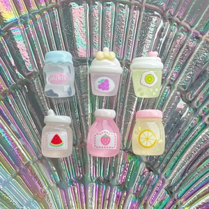 Mini transparent resin fruit bottles with glitter for DIY keychains and crafts
