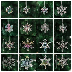 Iridescent Christmas snowflake ornaments set in various sizes from 26mm to 88mm
