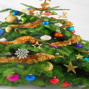 Detail of Christmas tree tapestry with high-quality printing on bohemian fabric