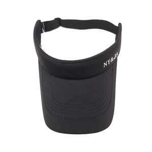 Adjustable black sun visor hat with NY & JA logo for running and outdoor sports