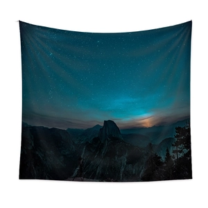 Bohemian starry night sky mountain landscape tapestry for room wall decoration