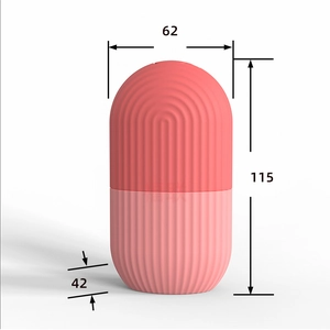 Pink silicone face ice roller dimensions showing 115mm height and 62mm width details