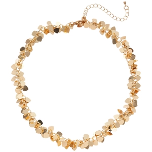 Collana con nappe a cuore con paillettes dorate e chiusura a moschettone regolabile