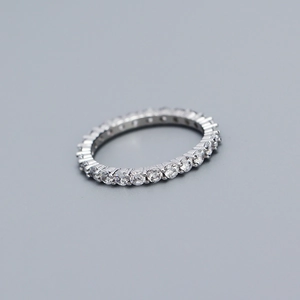 Elegance 925 sterling silver eternity band ring with sparkling cubic zirconia pavé stones