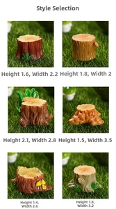 Detailed dimensions of six miniature resin tree stumps for moss micro landscapes