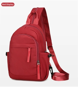 Red nylon sling bag for men and women, waterproof casual crossbody chest bag, stylish daily use.