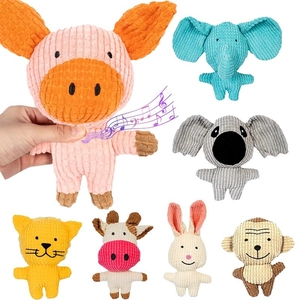 Squeaky Plush Dog Toy Corduroy Bite Resistant Interactive Training Puppy Teeth Cleaning Cartoon Animal Shaped