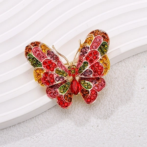 Butterfly Brooch Pin Zinc Alloy Rhinestone Sparkling Vintage Insect Jewelry Gift For Women Elegant Accessories