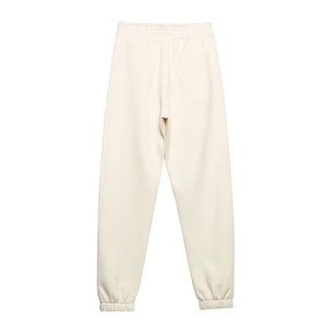 Pantalon de jogging en coton blanc crème avec taille élastique et revers, vue de dos