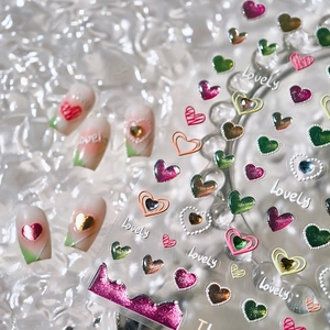 Autocollants Ongles Cœur Relief 3D Jelly Coloré Adhésif Manucure Décalcomanies DIY Lettres Lovely Pour Femmes