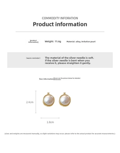 Détail de boucles d'oreilles perles vintage de 2,4cm x 1,8cm avec tiges en argent