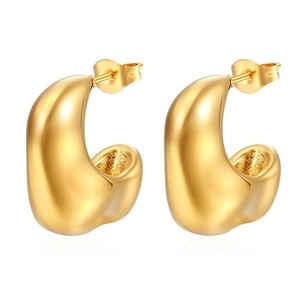 Minimalist irregular golden teardrop earrings with a textured matte finish for women