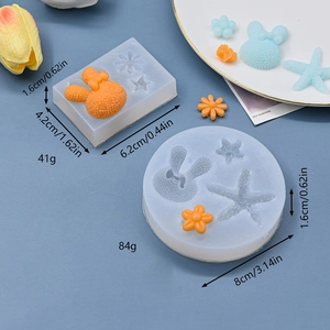 Silicone molds for starfish and rabbit shapes, ideal for baking or resin crafting
