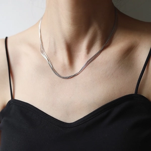Minimalist silver multi-layer titanium steel necklace showing elegant layered design