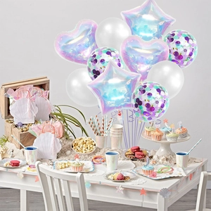 Iridescent butterfly balloon set with star and heart foil balloons for ocean theme party