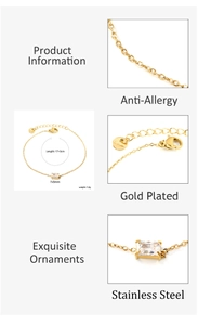 Macro detail of the gold-plated stainless steel chain and 7x5mm zircon stone setting