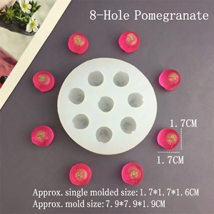 Macro view of 8-hole pomegranate silicone mold for chocolate fondant and cake resin craft