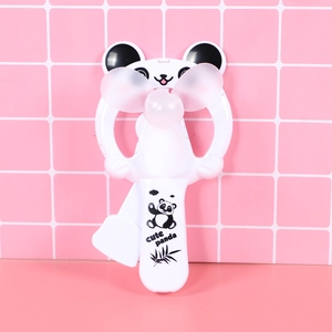 Portable white panda handheld fan with manual press trigger and cute animal design