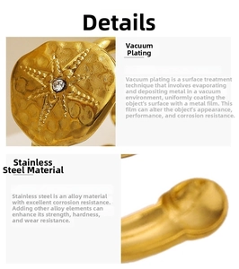 Detail of 18k gold plated stainless steel starfish ring with inset sparkling crystal