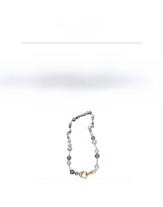 Dimensions et matériaux détaillés du collier de perles plaqué or avec base en cuivre de 48,8 cm