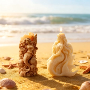 Stampo in silicone per candele 3D a sirena fai-da-te con corallo vintage e onde