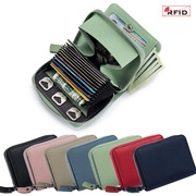 Detail of multi-card slots and RFID protection inside the leather long clutch wallet