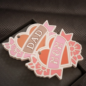Stampi in silicone a cuore retrò MOM e DAD per portachiavi fai-da-te per la festa della mamma