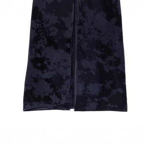 Elegant deep purple velvet midi dress with V-neckline and stylish side slit detail