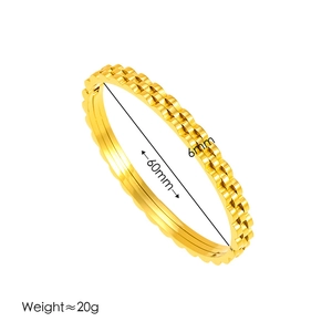 Industrial gold stainless steel bracelet with unique three-layer gear strap texture design