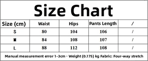 Detailed size chart for lobster print set including waist, hip, and length measurements