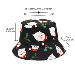 Cappello da pescatore natalizio con stampa Babbo Natale e misure per circonferenza 56-58cm
