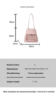 Tabella delle taglie per borsa tote minimalista con dimensioni e tracolla regolabile