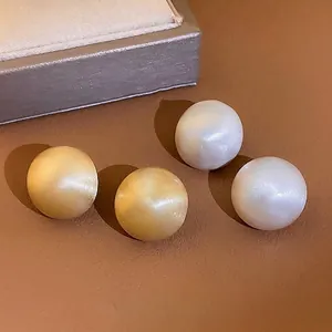 Ball Stud Earrings Copper With 925 Sterling Silver Earring Post Matte Brushed Round Geometric Minimalist Jewelry For Women