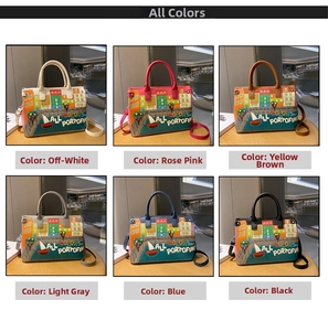 Detail view of the Portofino embroidery tote bag available in six assorted colors