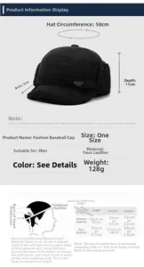 Size chart showing baseball cap dimensions including 58cm circumference and measurement guide