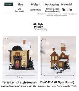 Detailed dimensions and weight for resin miniature Christmas snow house ornaments