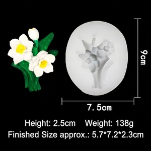 3D daffodil flower silicone mold for handmade soap, candles, and resin craft 9x7.5cm