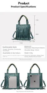 Detailed size and structure chart for a fashionable large capacity women shoulder bag