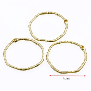 Golden 43mm textured irregular circle connector for DIY jewelry making earrings