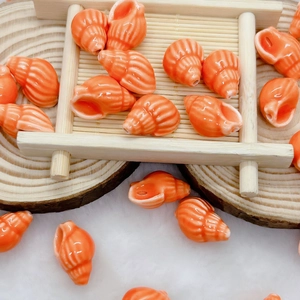 Orange conch shell ceramic beads for DIY handmade jewelry bracelets and necklaces