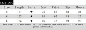 Detailed size chart for V-neck polka dot dress including length, bust, waist, and hip data