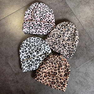 Leopard Print Knit Beanie Hat Core Spun Yarn Warm Thickened Outdoor Autumn Winter Jacquard Headwear For Women