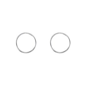 Minimalist S999 sterling silver round hoop earrings with a polished finish for men and women