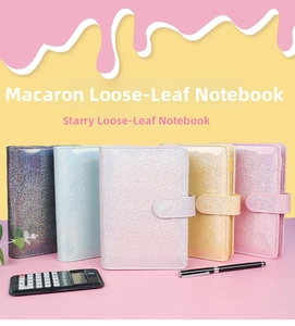 A6 Macaron PU leather budget binders with glitter finish in five various pastel colors
