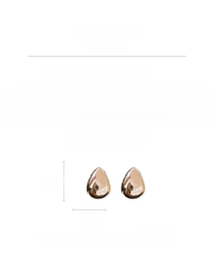 Detailed view of teardrop earrings with alloy material specs, 13.3g weight and 2.5cm height