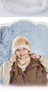 Detail of warm winter knit hat with thick sherpa fleece lining and striped pattern