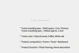 Detailed specifications for 4-inch square wooden shadow box frame with 1.5cm hollow depth