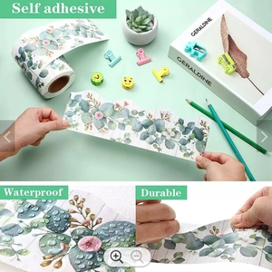 Waterproof eucalyptus leaf border stickers for bulletin boards and wall decoration